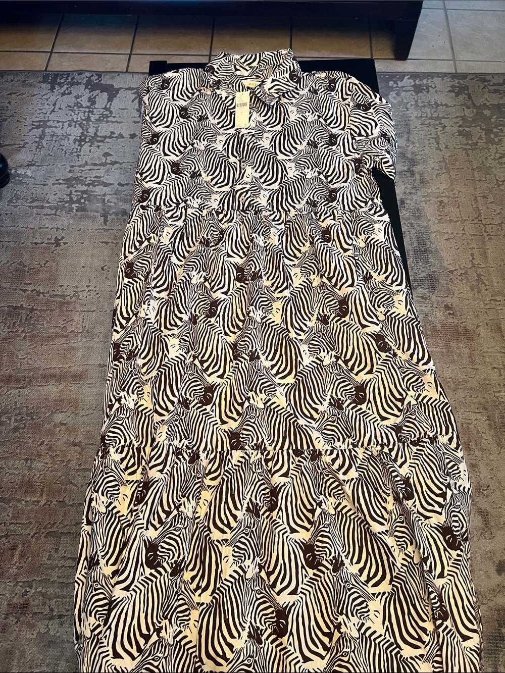 Anthropologie Black and White Zebra-Print Maxi Skirt